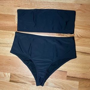 high-waisted bandeau bikini set